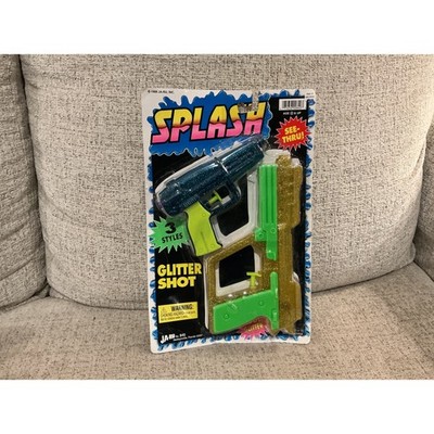 Vintage 1998 Ja-Ru Splash Glitter Shot Water Gun Set 2 Pack Blue Gold Retro Toy
