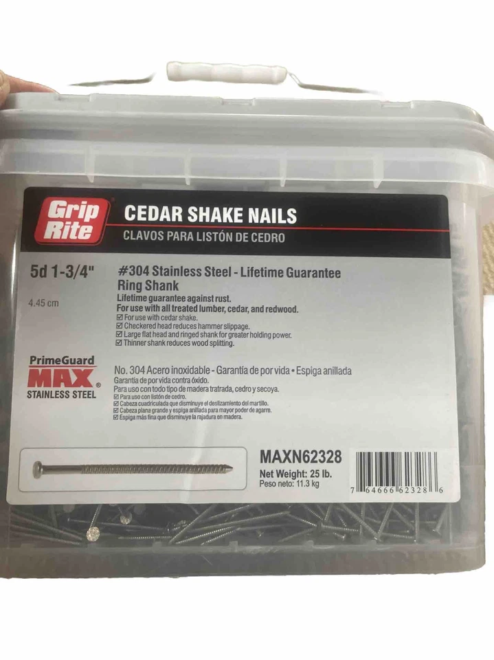 Grip Rite 1-3/4 acero inoxidable #304 5D clavos de revestimiento 25 libras Foto 2 de 4