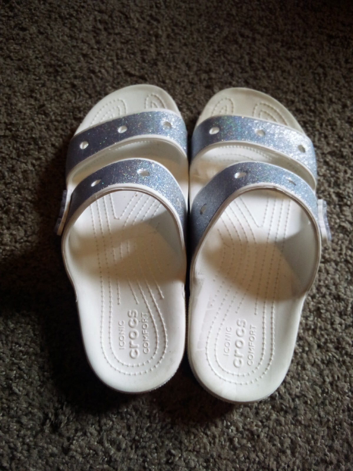 Crocs Classic Silver Glitter II Two Strap Slide Sanda… Gem
