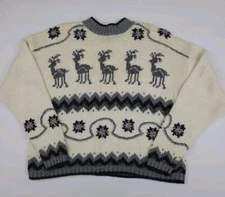 Vintage High Sierra Cotton Blend Animal Pattern Sweater L Deadstock NWT Vtg READ