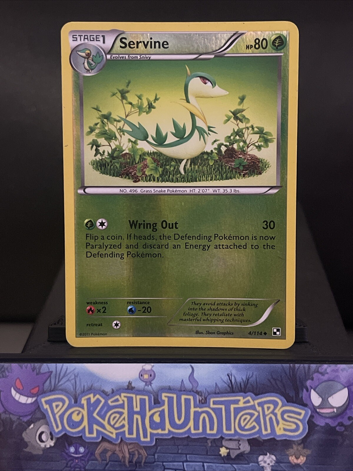 Pokemon Card Servine 4/114 Reverse Holo Black & White Base Set Light Play