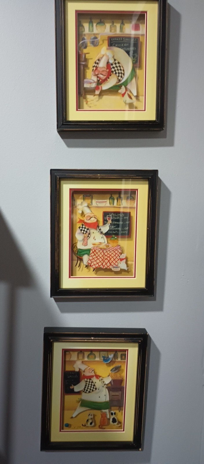 (3) Shadowbox Style 3D Signed Durham Italian Chef Inspired Hanging