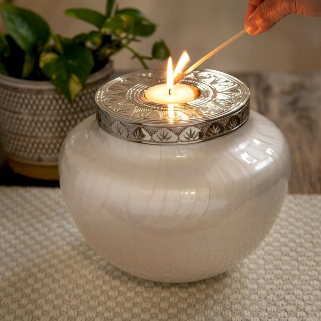 Cremation Urns for Human Ashes Large White Candle Ash Urn Unique Design FUNE for sale online