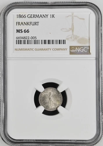 Germany 1866 Silver 1 Kreuzer  NGC MS66 City of Frankfurt