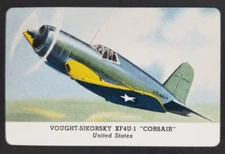 Vought-Sikorsky XF4U-1 Corsair US 1944 War Airplanes Jets Leaf Card (NM)