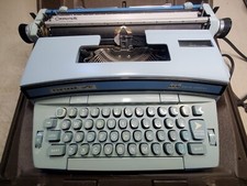 Vintage Smith Corona Coronet SUPER 12 Electric Typewriter Blue In Case + Manual thumbnail