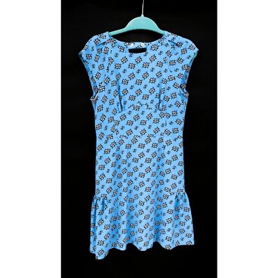 Sandro Paris Blue Short Sleeve Sundress Print Fit and Flare Mini Dress 6
