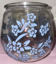 Old East Main Company Blue Floral Candle Holder Single Wick 5 Inches Tall NEW