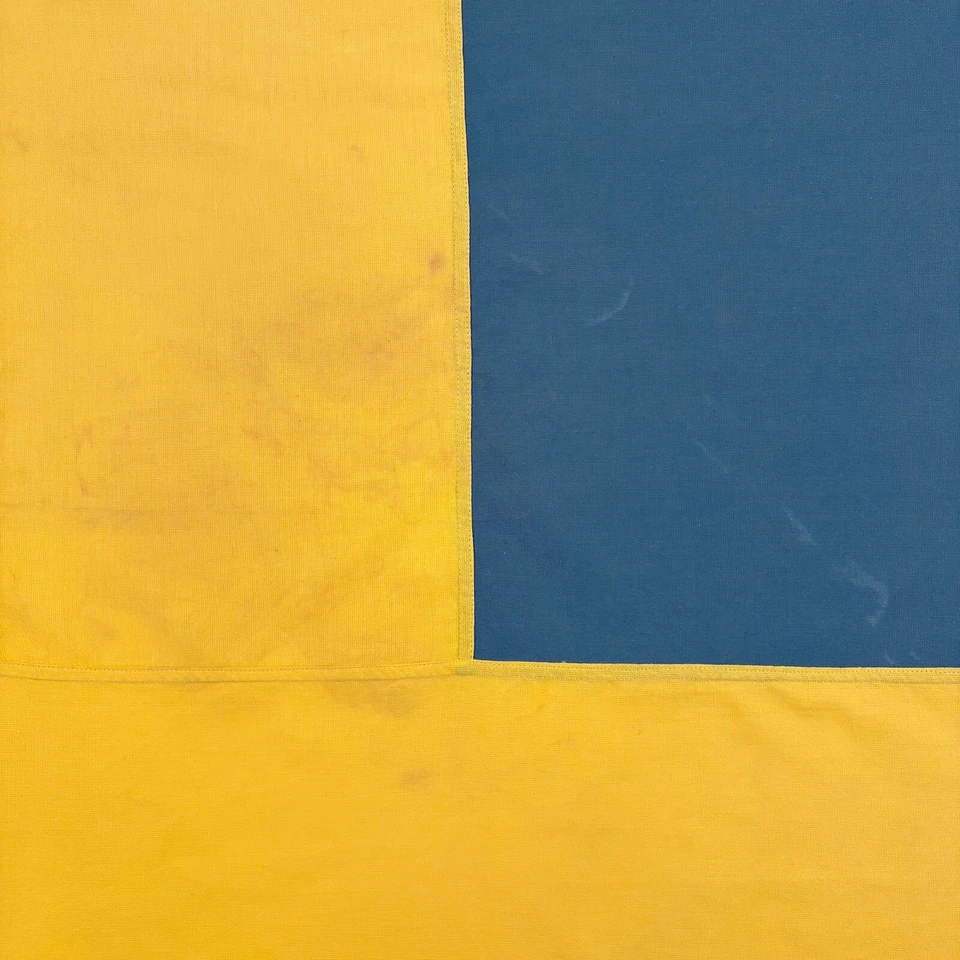 Large Vintage Cotton Sweden Flag Sewn Old Cloth Swedish Textile Art Scandinavian - Image 3 of 4