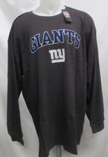 New York Giants Mens Big & Tall Majestic Charcoal L/S Sleepwear Tee NFL