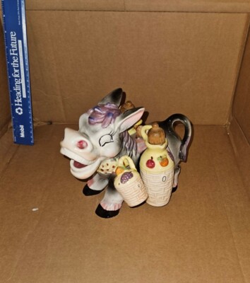 RARE VINTAGE DONKEY BURRO CONDIMENT SET OIL VINEGAR SALT PEPPER JAPAN perfect 