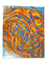 HANDMADE ACRYLIC POUR PAINTING ON 8X10 CANVAS, VARNISHED