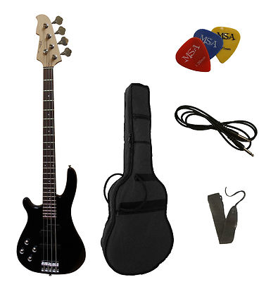 ELEKTROBASS JB8L - LINKSHÄNDER E-BASS SCHWARZ - IM SET (Gigbag, Band, 3xpik)