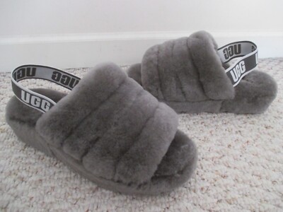 Ugg Fluff Yeah Gray Slide Slippers Size 6