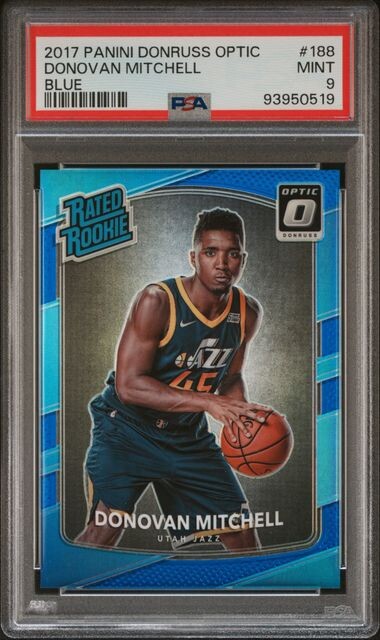 2017 DONOVAN MITCHELL DONRUSS OPTIC BLUE /49 PSA 9 #188 RC