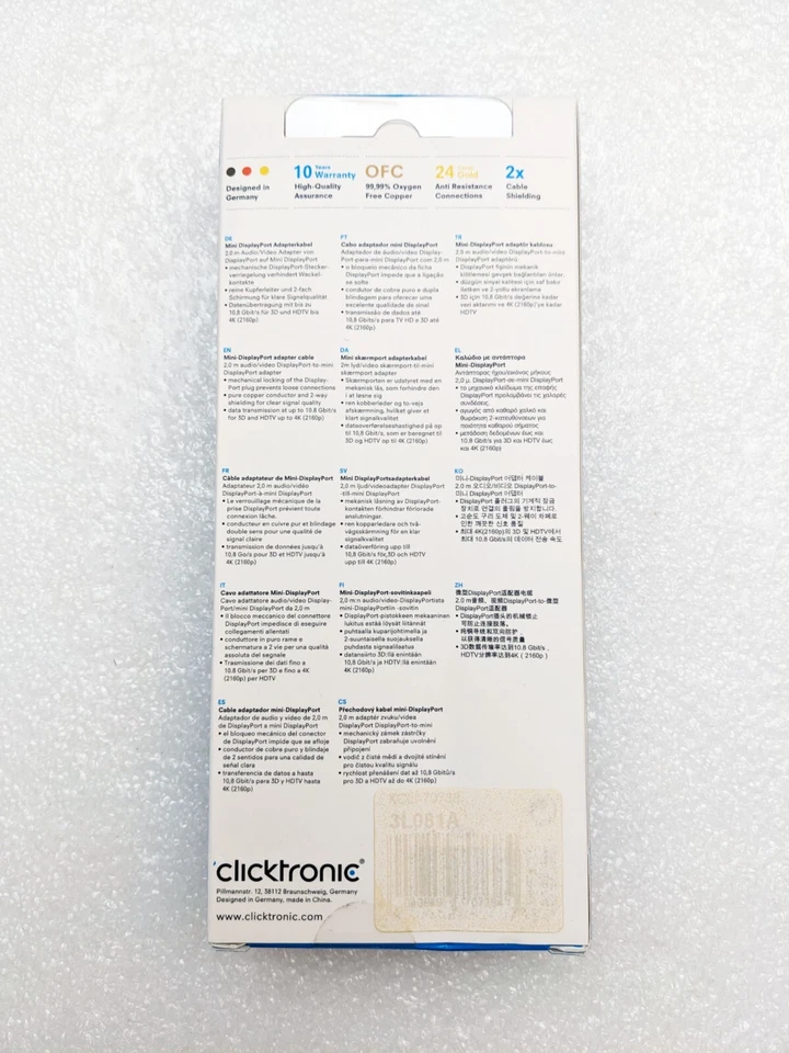 🔹 Clicktronic 70738 DisplayPort/Mini DP Kabel 2m, dunkelblau – NEU & OVP - Bild 3 von 4