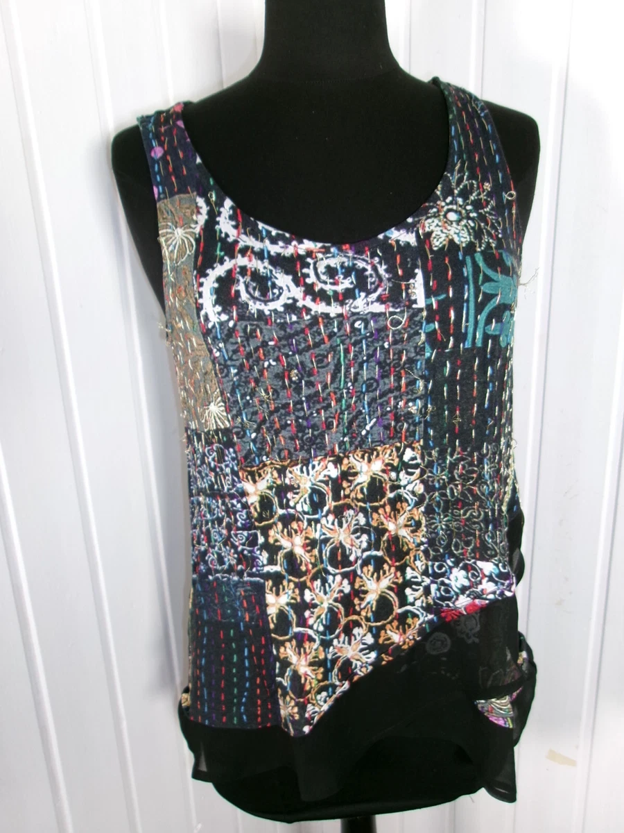 Blouse Brodée Desigual Noir Taille S - Coton, Manches Courtes, Très Bon état