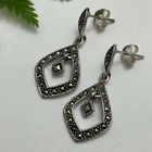 Gorgeous Vintage Inspired Sterling Silver Marcasite Drop Earrings