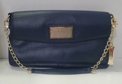 DKNY DKNY Elissa Medium Shoulder Bag Navy Blue Teal Gold 