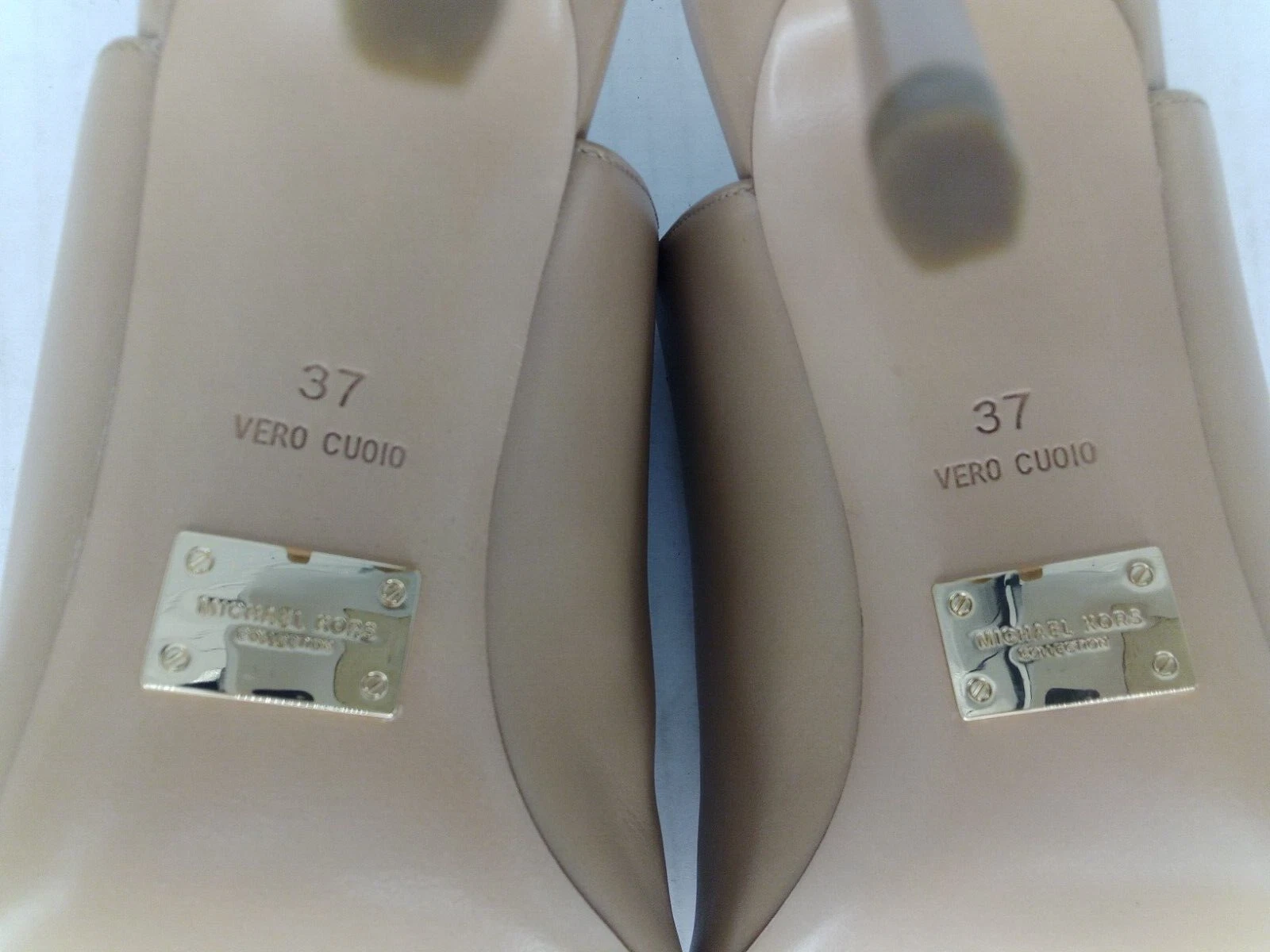 Michael Kors Burnett Tacchi a Mulo in Pelle Toffee Beige Taglia 37 (US 7)