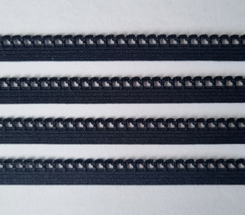 10m of 10mm Black Elastic Scalop Picot Edge Lingerie Underwear Edging Lace Light - Afbeelding 1 van 6