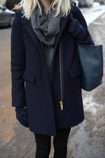 Nwt J.crew Cocoon Coat In Italian Stadium-cloth Navy Blue Women's Us 0 Authentic