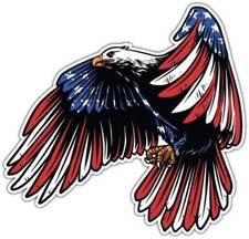 USA Flag Bald Eagle Patriotic Car Bumper Window Sticker Decal 4.6"