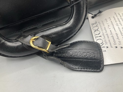 Protocol Black Genuine Split Leather & Gray Suede Briefcase Attache Case READ - Picture 7 of 11