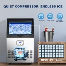 110lbs Stainless Steel Restaurant Commercial Air Cooled Ice Maker Cube Machine