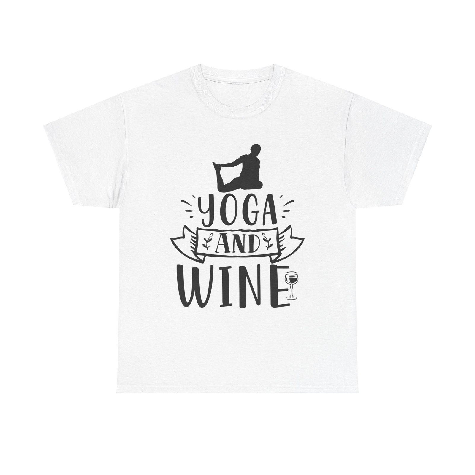 Yoga and Wine T-Shirt - funny fitness workout gym zen meditation lover drinking