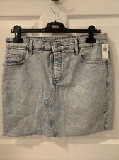 Old Navy High Rise Light Blue Denim pencil Skirt Raw Hem size 10 NEW
