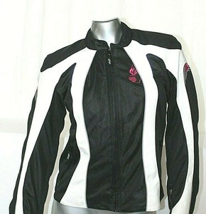 Pre Owned Women S Shift Black White Nylon Motor Cycle Riding Jacket Padded Sz S Ebay