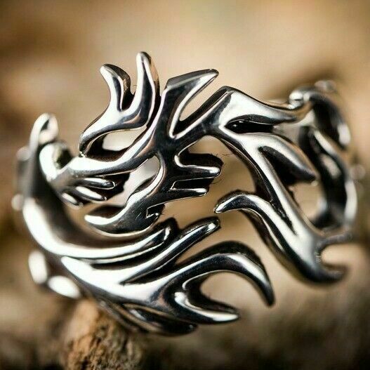 S925 Sterling Silver Rings For Men Dragon Head Pattern Male's Ring - Main Image