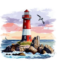 9x 30x30cm Car Sticker Lighthouse - Maritime Sticker Weatherproof