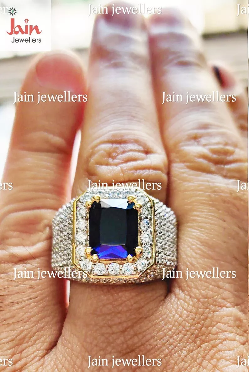 14k Yellow Gold Ring With A Royal Blue Sapphire And Diamonds – Michael's  Custom Jewelers on Cape Cod