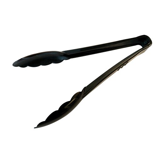 12 pcs of Party Essentials 9in. Scalloped Edge Tong-Black Hard Plastic - Afbeelding 1 van 1