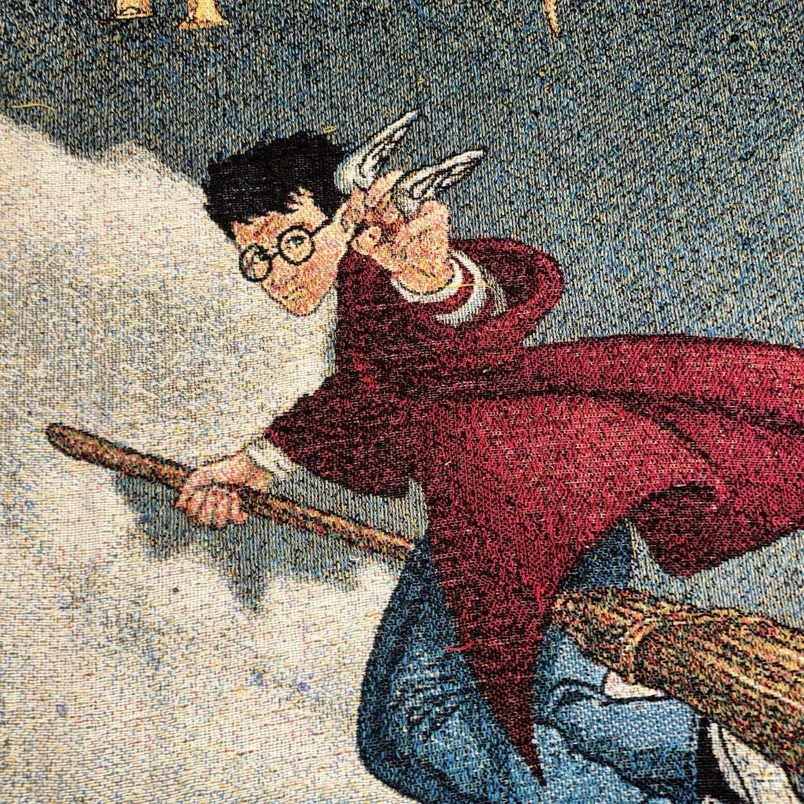 Harry Potter Woven Tapestry Throw Blanket 45x55 Wizard Broomstick Quidditch