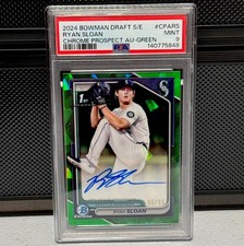 2024 Bowman 1st Chrome Draft Ryan Sloan Chrome Auto Sapphire Ed, Mint /99, PSA 9