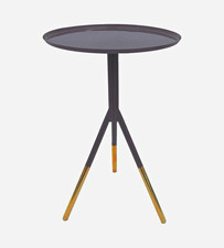 Small Round Side Table Bombay Duck Black Golf Enamel Tripod Wine Coffee Table