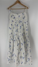 Quince Dress Small White Blue Floral Spaghetti Strap Maxi Sundress Cottagecore