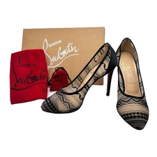 Christian Louboutin Lace Studded Pumps Size 38 EU  (US 7.5~8) High Heels Women