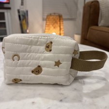 Cute Bear Makeup Bag Large Capacity Metal Zipper Cotton Travel Bag with Handle