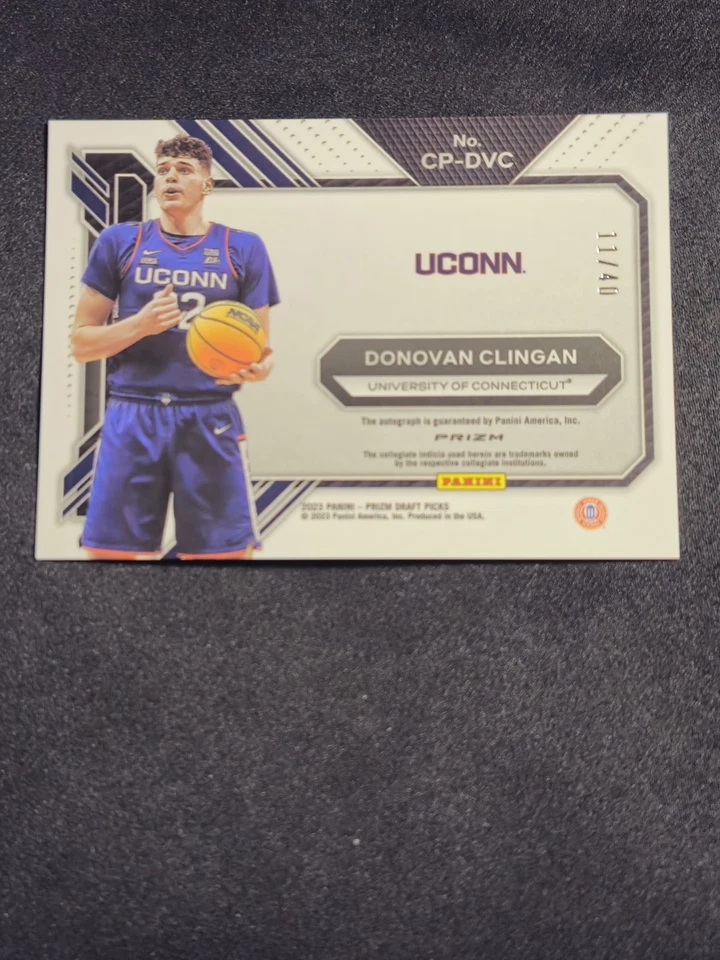 2023 Panini Prizm Draft Picks Donovan Clingan Red Scope Auto #/40 UCONN - Image 2 of 2