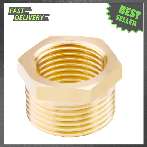 Brass Hex Bushing Reducer Threaded Pipe Fitting 1 NPT Male X 3/4 NPT Female