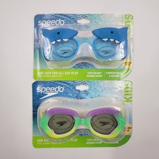  2 Speedo Kids' Swim Goggles Ages 3-6- Mermaid/Shark Childrens Swimming Goggles
