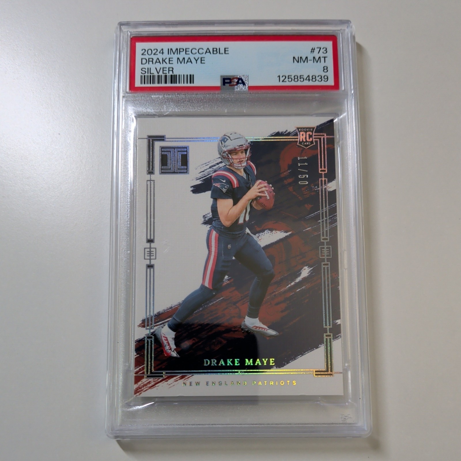 2024 Panini Impeccable Silver #73 Drake Maye RC 11/50 New England Patriots