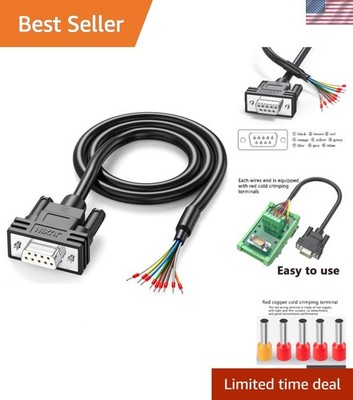 DB9 Female to Bare Wire 5FT RS232 Serial Cable with Gold-Plated Connectors