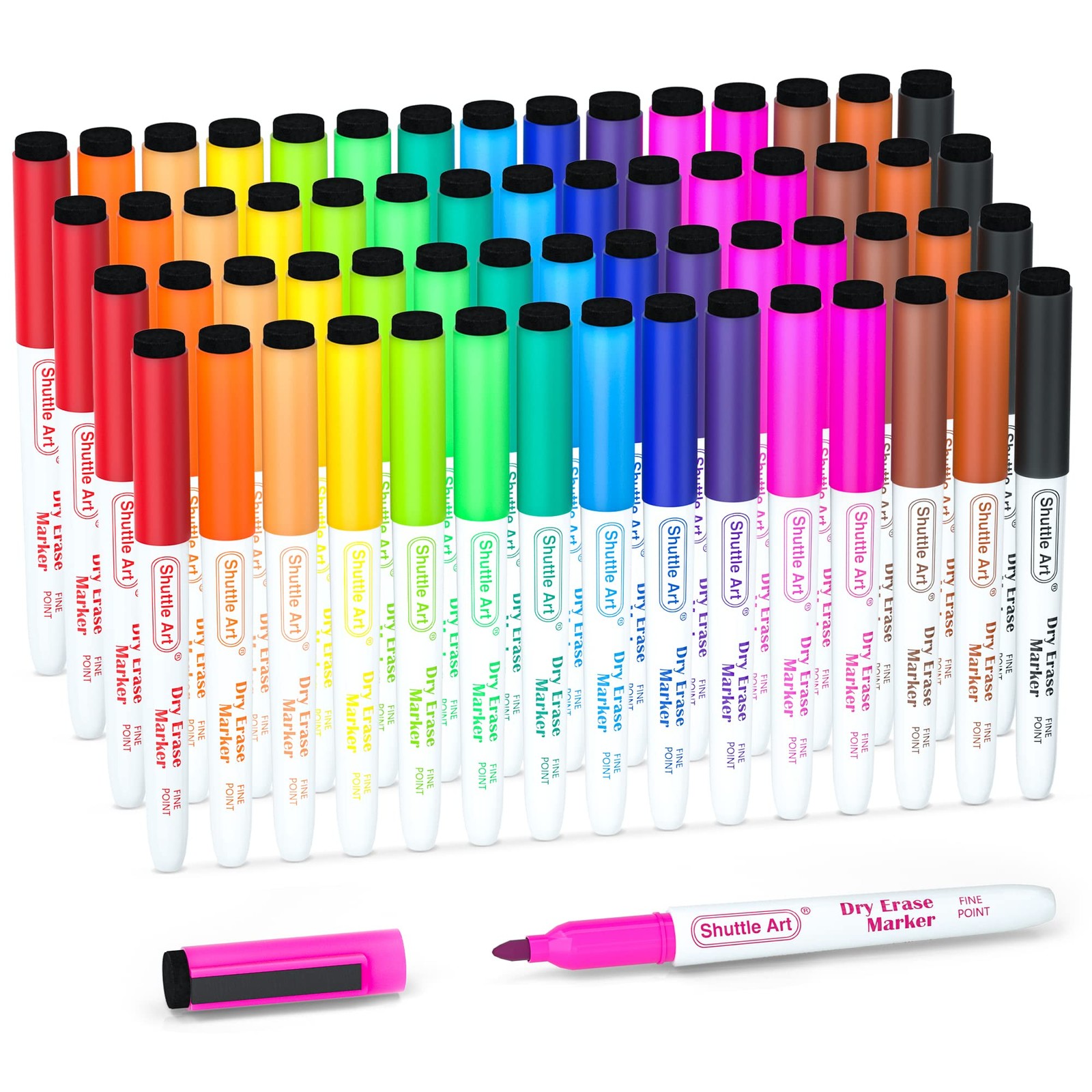 Dry Erase Markers, Shuttle Art 60 1 Count (Pack of 60), 15 C