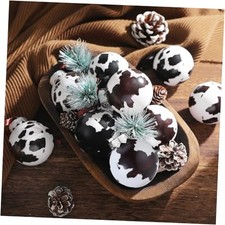 Pcs Cowhide Printed Christmas Ball Ornaments 2.4 Inch Plastic 2.36 inches 12