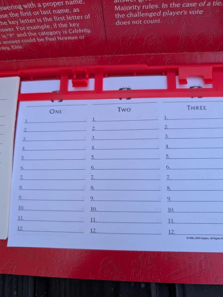 Scattergories - Parker Brothers - Hasbro - 2003 Edition - Board Game. NO TIMER - Image 3 of 4